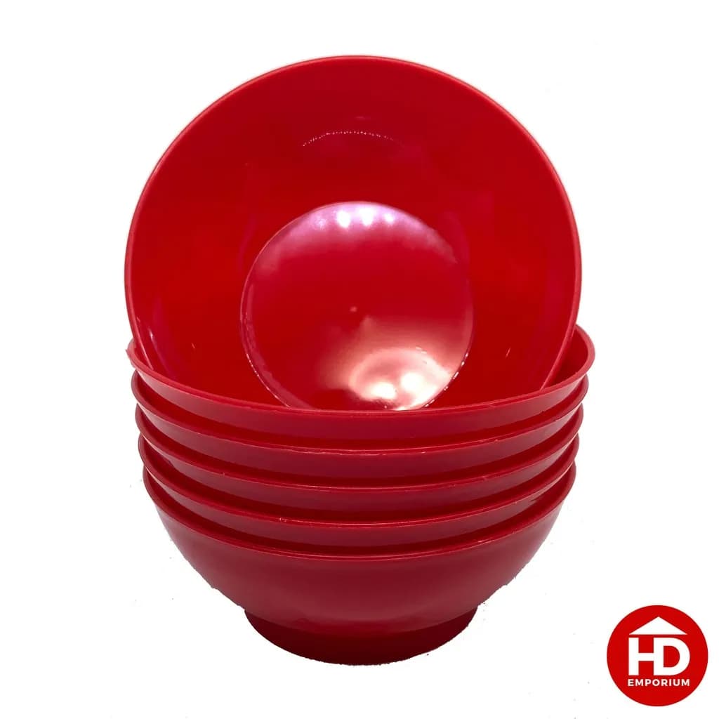 Plastic RED Bowls 6 pcs (Small / Medium / Large)