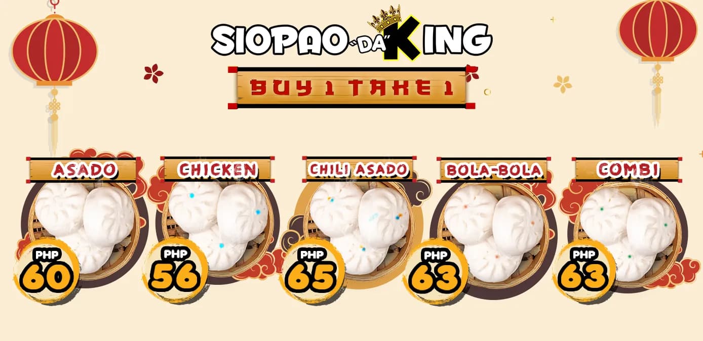 Siopao Da King menu with buy one take one