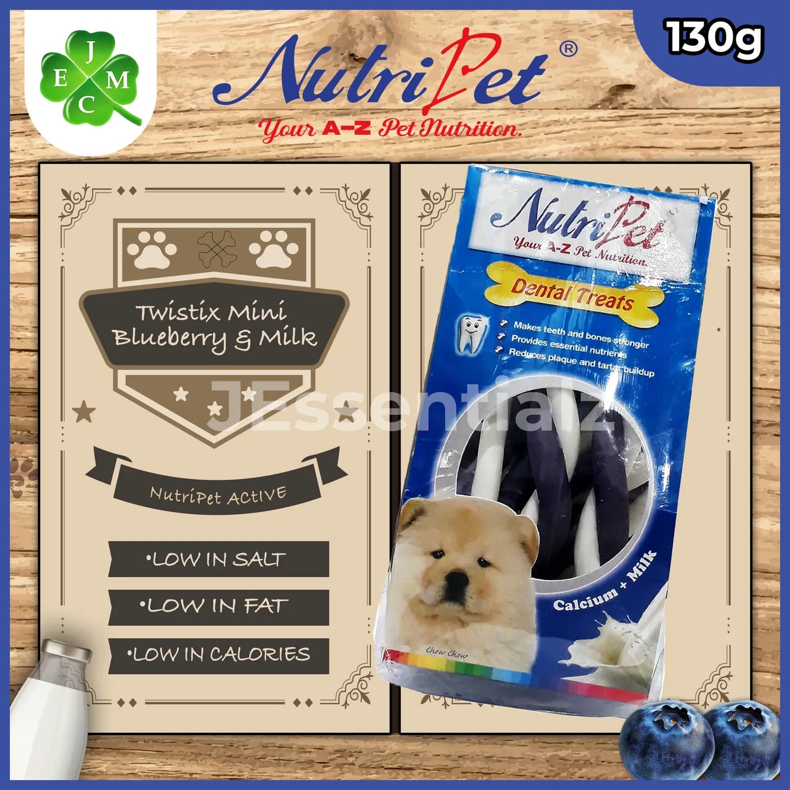 Nutripet Twistix Mini Blueberry & Milk 130g JEssentialz