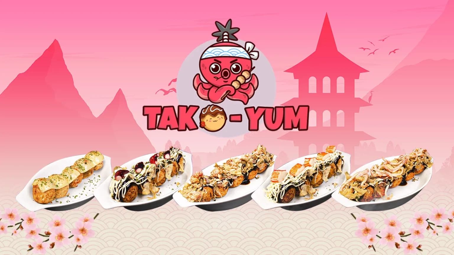 TakoYum takoyaki balls with sauce and toppings